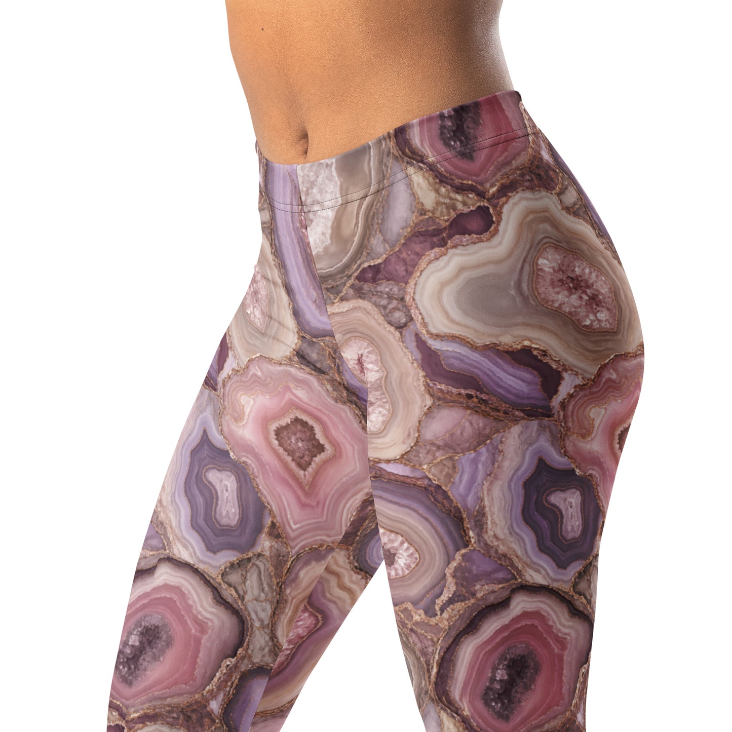 Agate Crystal Slice Gemstone Leggings with Mineral Texture