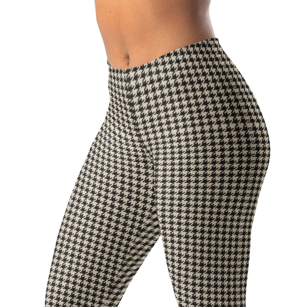 Micro houndstooth leggings with four-way stretch and comfortable microfiber yarn
