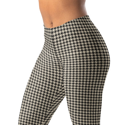 Micro houndstooth leggings with four-way stretch and comfortable microfiber yarn