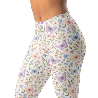 Butterfly Garden Leggings with Small Florals and Butterflies Print