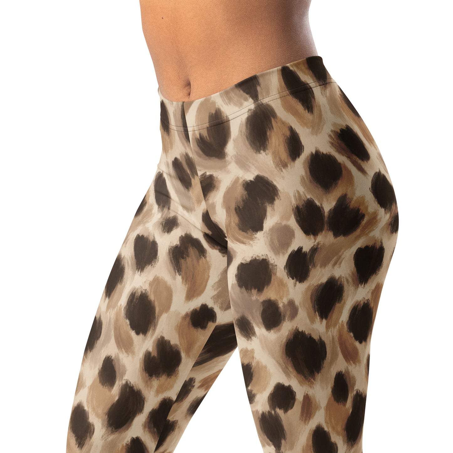 Sable brush spot leggings in espresso, sand, and smoky beige