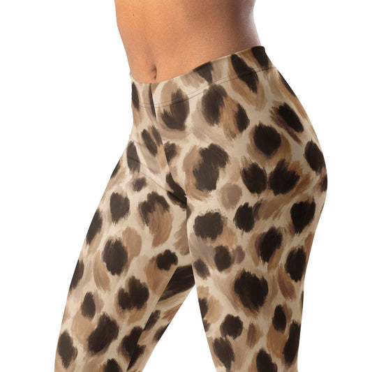 Sable brush spot leggings in espresso, sand, and smoky beige