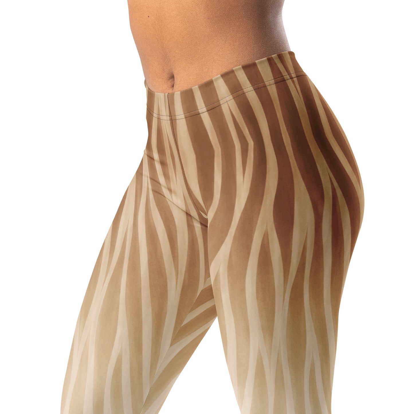 Antelope stripe fade leggings: organic stripes from mocha to cream