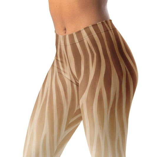 Antelope stripe fade leggings: organic stripes from mocha to cream