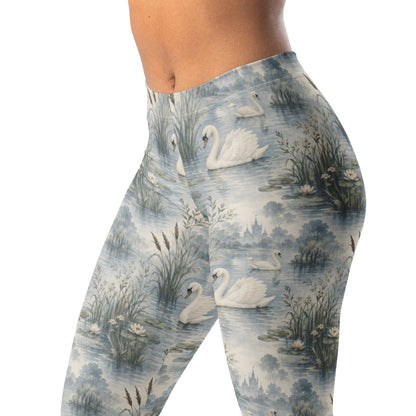 Swan Lake Leggings with Swans and Water Ripples