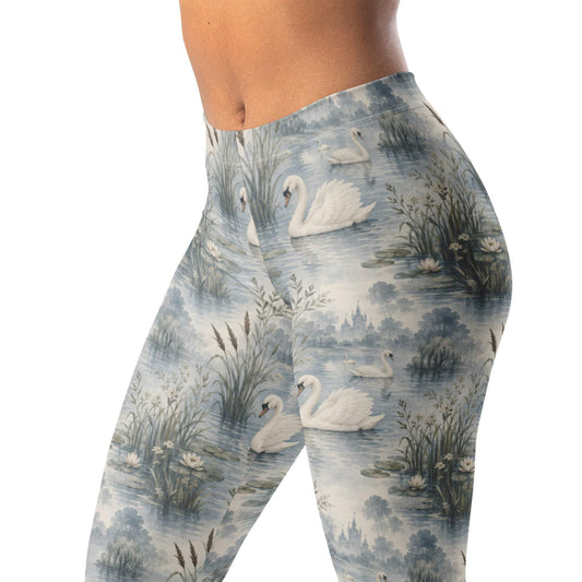 Swan Lake Leggings with Swans and Water Ripples