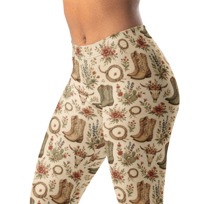 Desert-inspired ranch floral leggings with four-way stretch