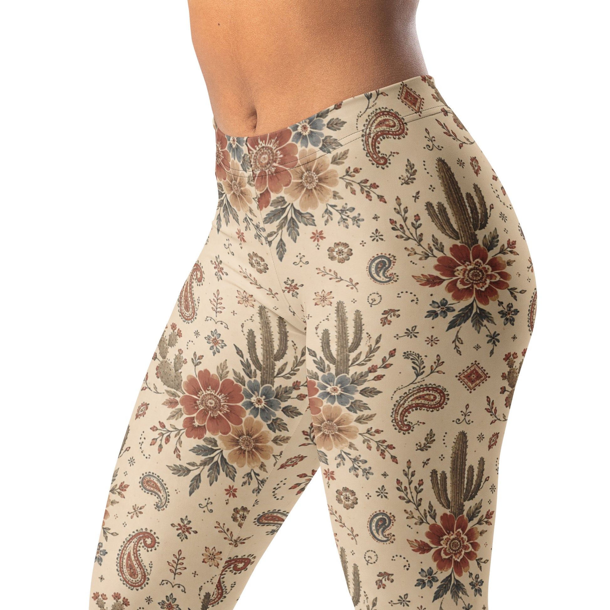 Desert bandana floral leggings with western-inspired florals and subtle detailing