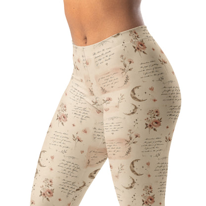 Poetry Page Leggings with Handwritten-Style Design