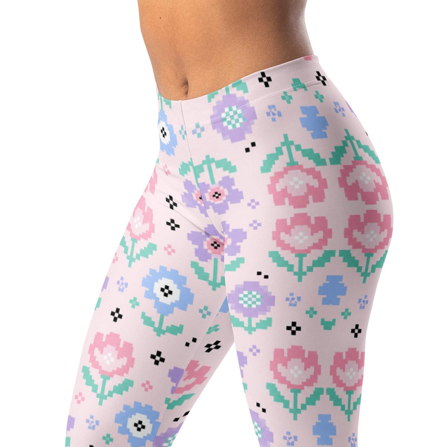 Digital pixel bloom leggings in pastel and black