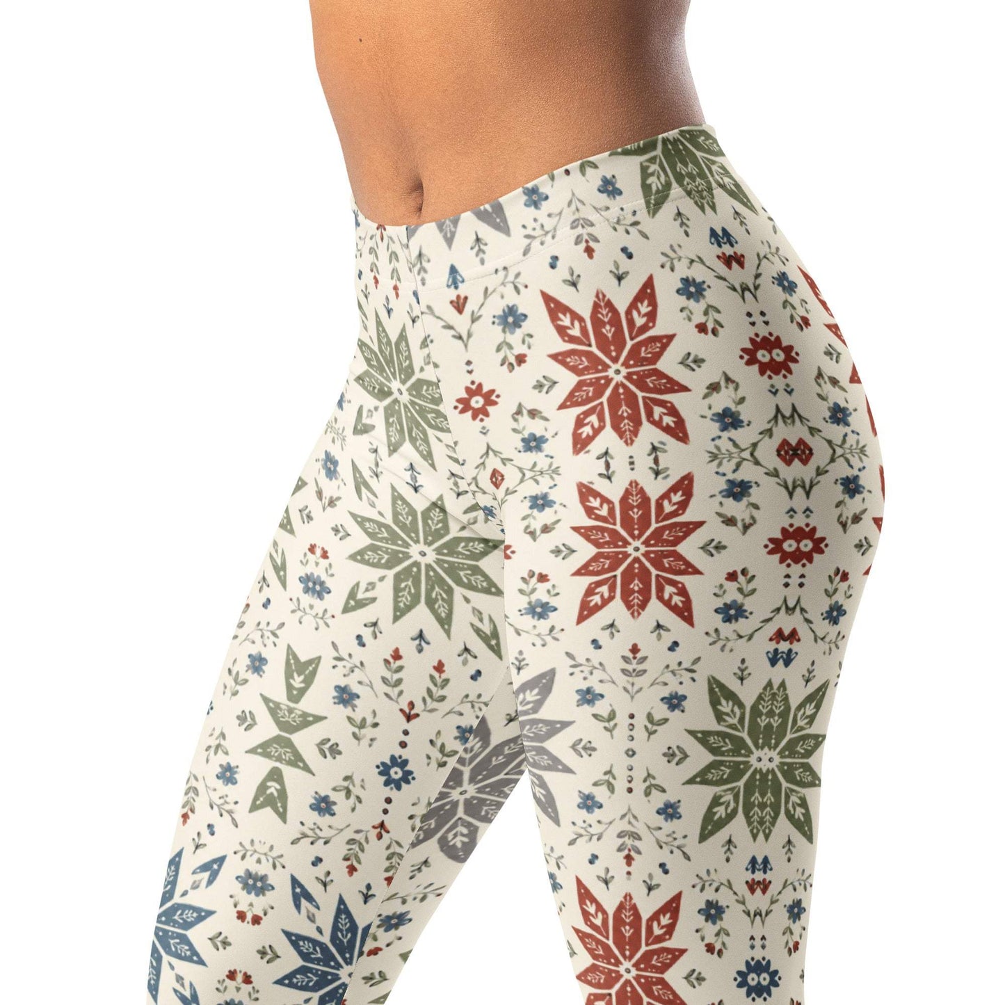 Nordic folk star leggings in soft winter colors and durable microfiber