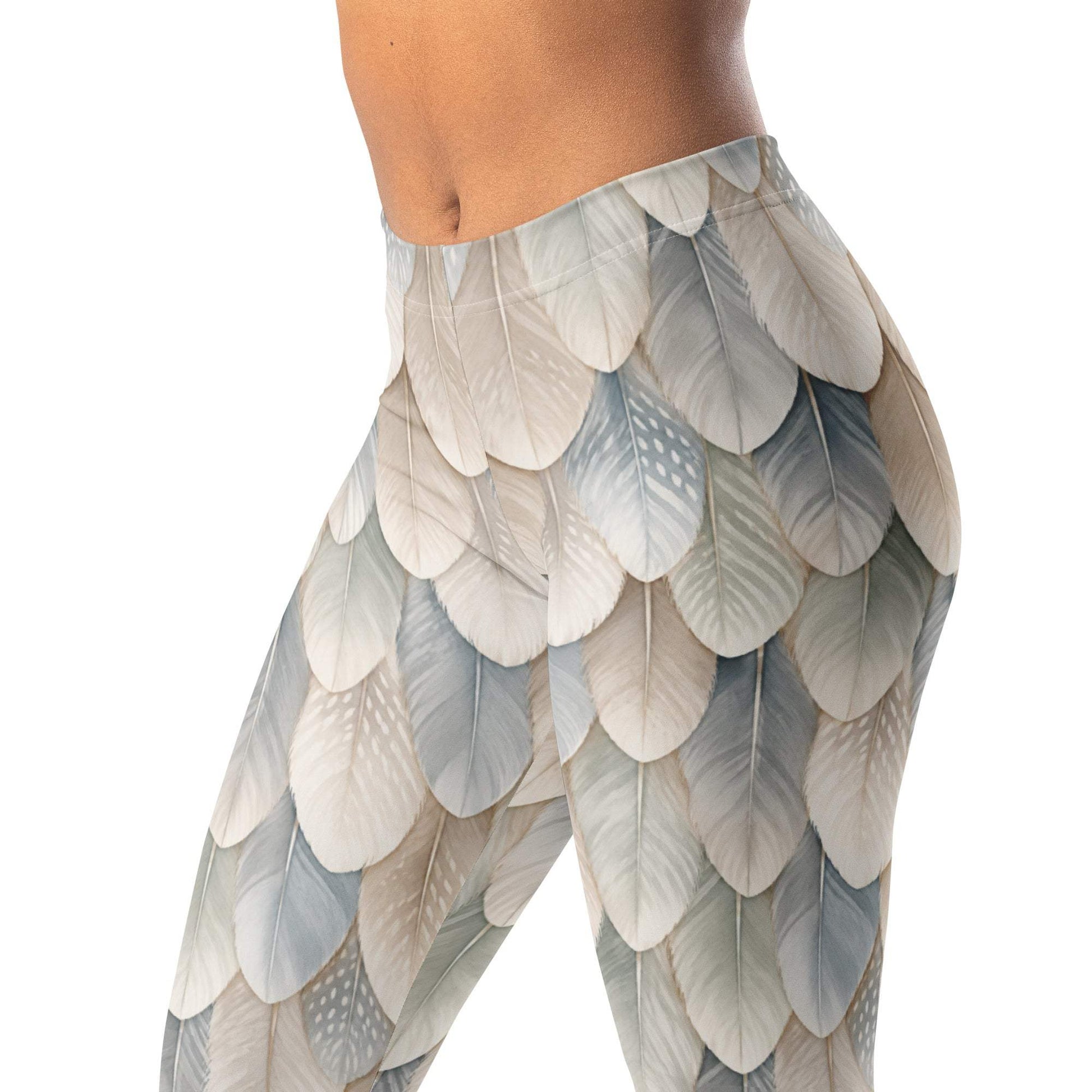 Feather scale hybrid leggings with soft feather-like scales