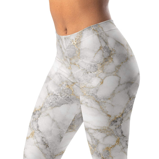 Quartz vein marble leggings in white, gray, and gold