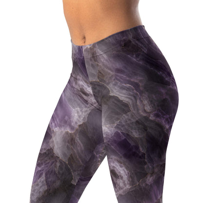Smoky amethyst leggings with purple-gray gemstone swirls