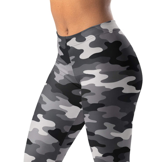 Urban gray camo leggings with abstract design
