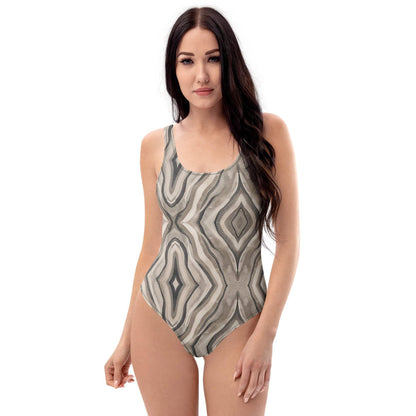 Abstract python skin one-piece swimsuit