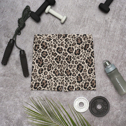 Soft neutral leopard biker shorts for casual comfort