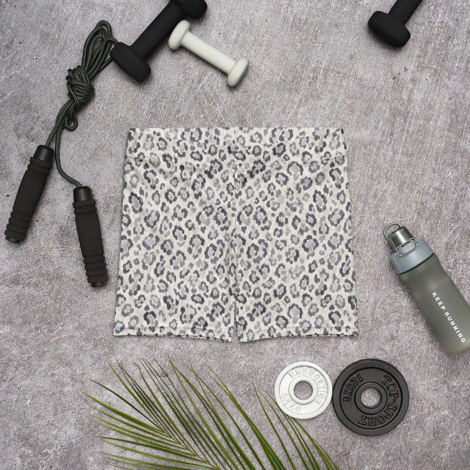 Snow leopard gray biker shorts