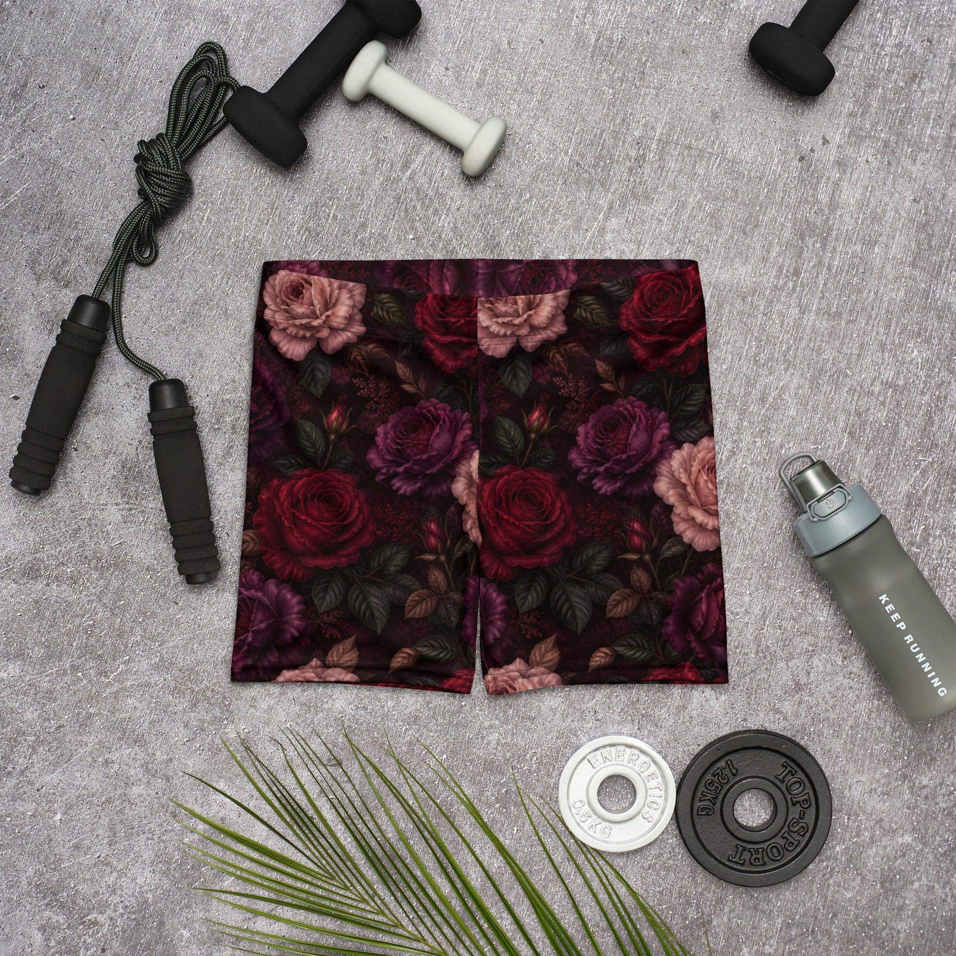 Oversized Moody Rose Garden Biker Shorts in Black or Burgundy