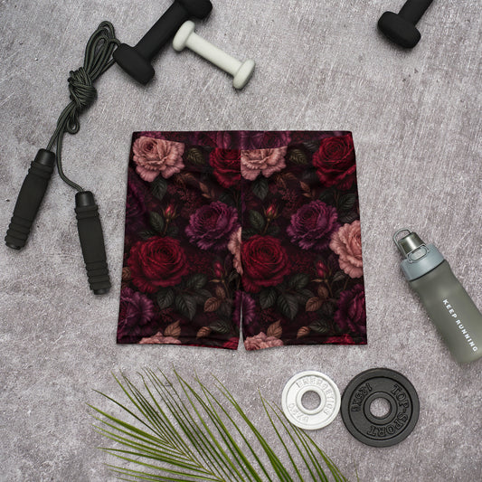 Oversized Moody Rose Garden Biker Shorts in Black or Burgundy