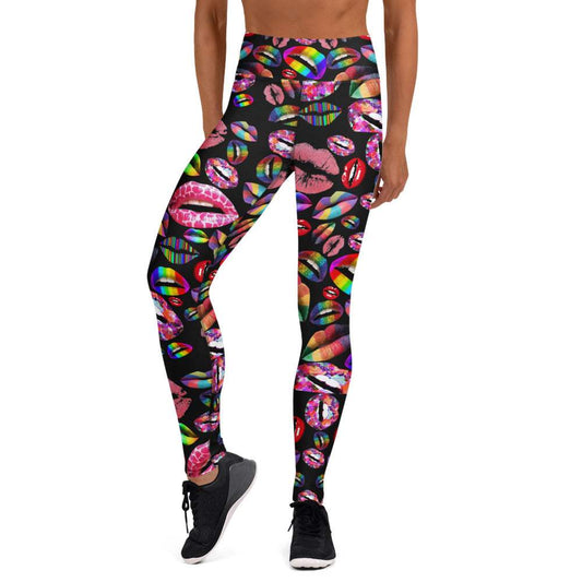 Valentine Love Glitter Lips Yoga Leggings