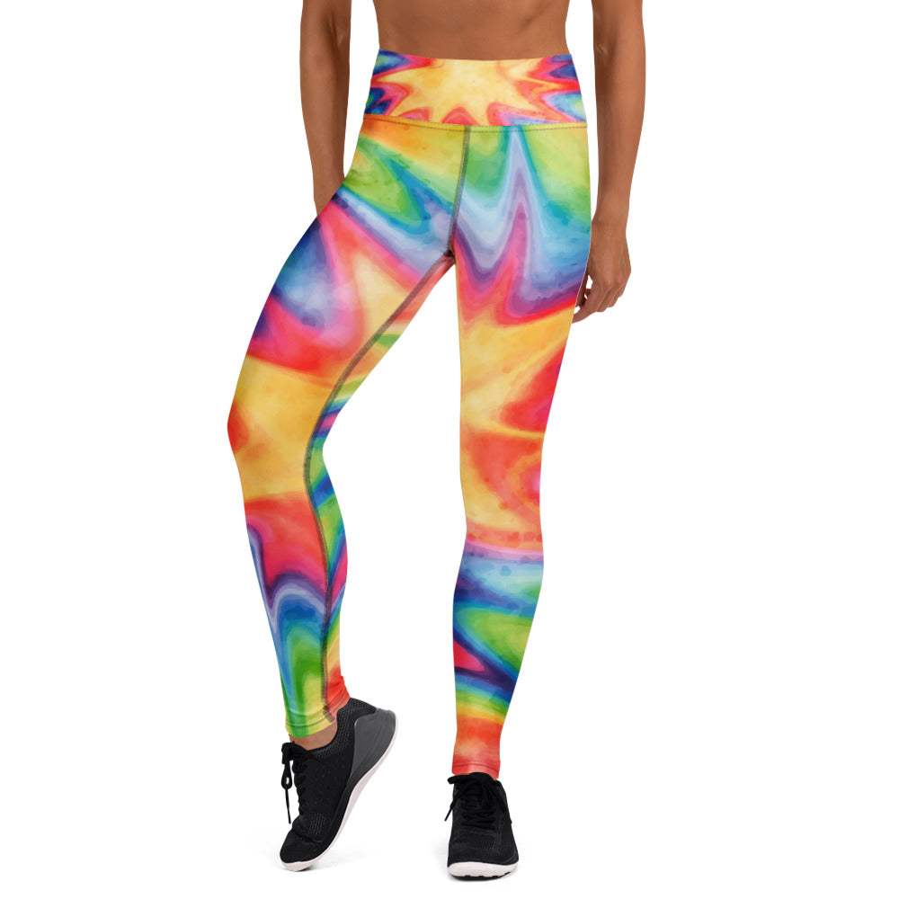 Rainbow Watercolor Tie Dye Yoga Leggings