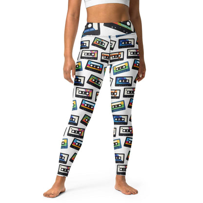 Vintage Music Mixtape Leggings - High-waisted, 80s inspired leggings for music lovers and athleisure