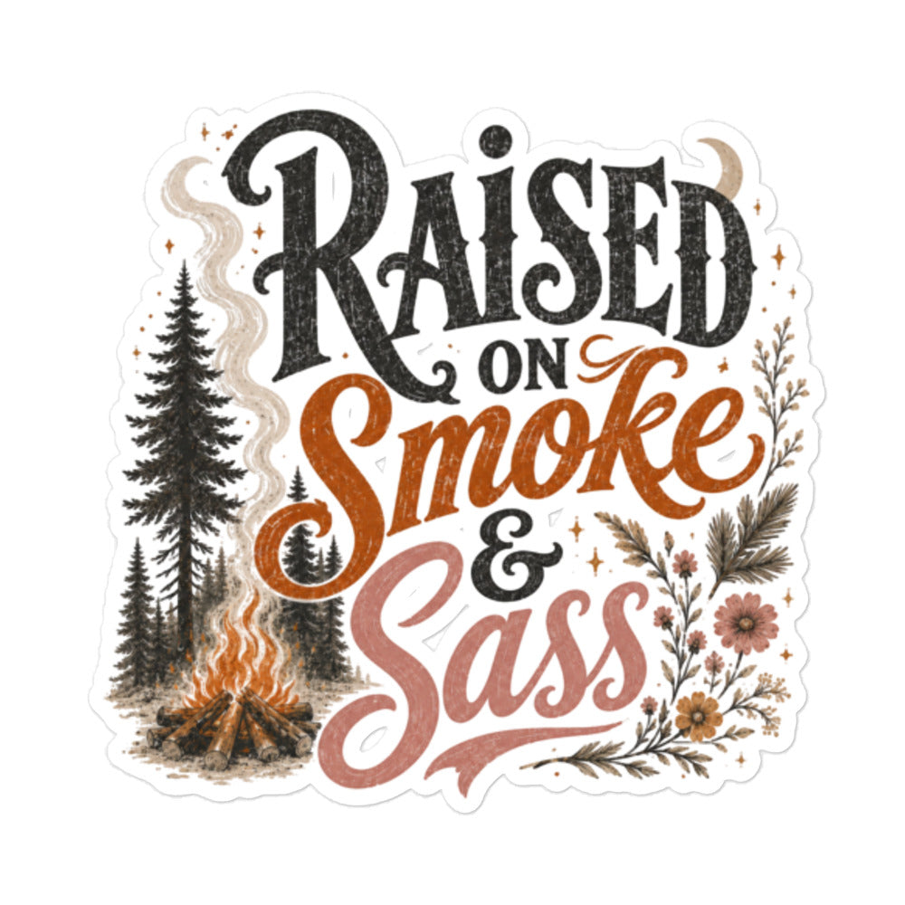 Campfire and sass themed bubble-free stickers