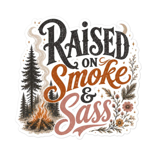 Campfire and sass themed bubble-free stickers