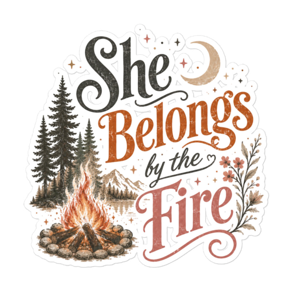 Cozy bonfire sticker with playful design