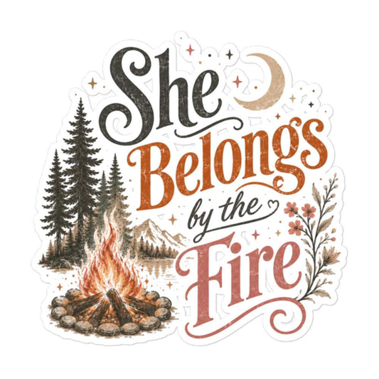 Cozy bonfire sticker with playful design