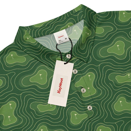 Men's slim fit polo with putting green contour lines