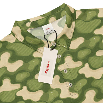 Men's slim fit polo with sand bunker shapes