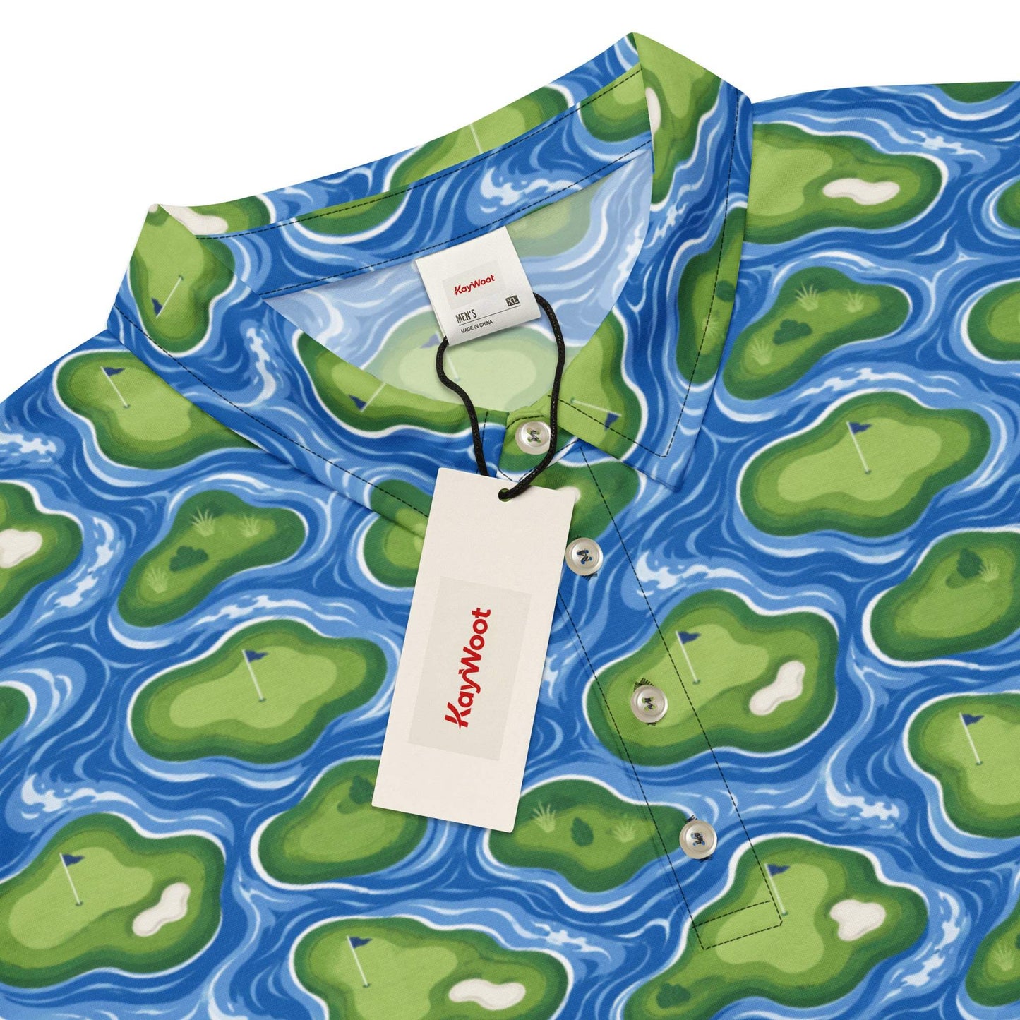 Water hazard wave pattern slim fit polo for golfers