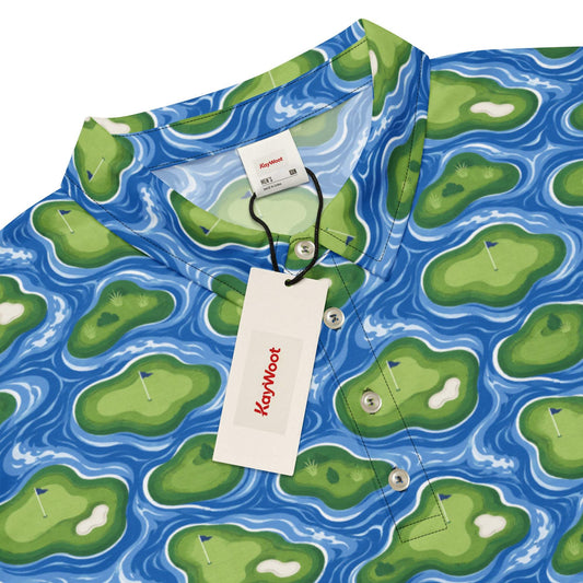 Water hazard wave pattern slim fit polo for golfers
