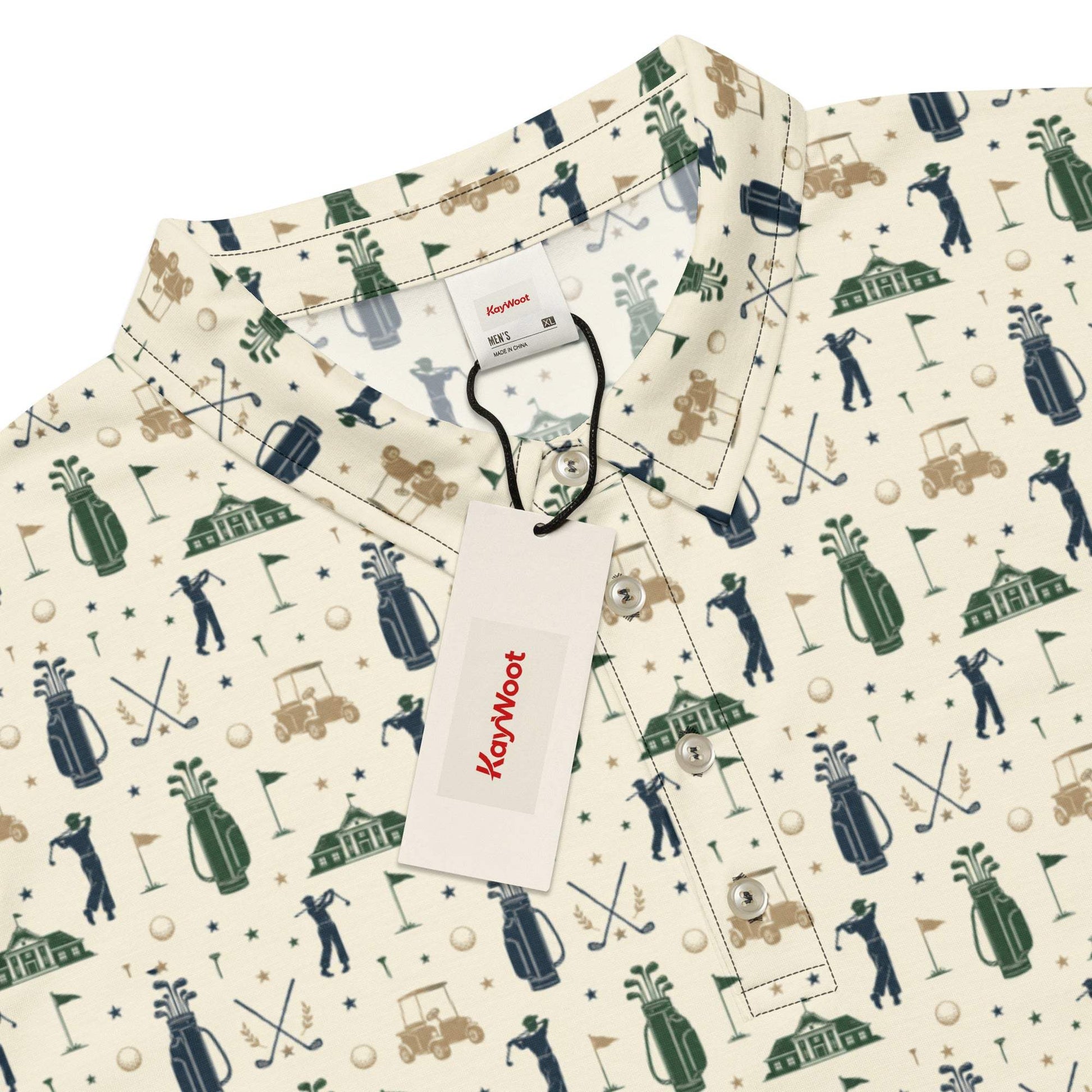 Vintage golf club silhouettes men's slim fit polo