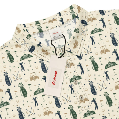 Vintage golf club silhouettes men's slim fit polo