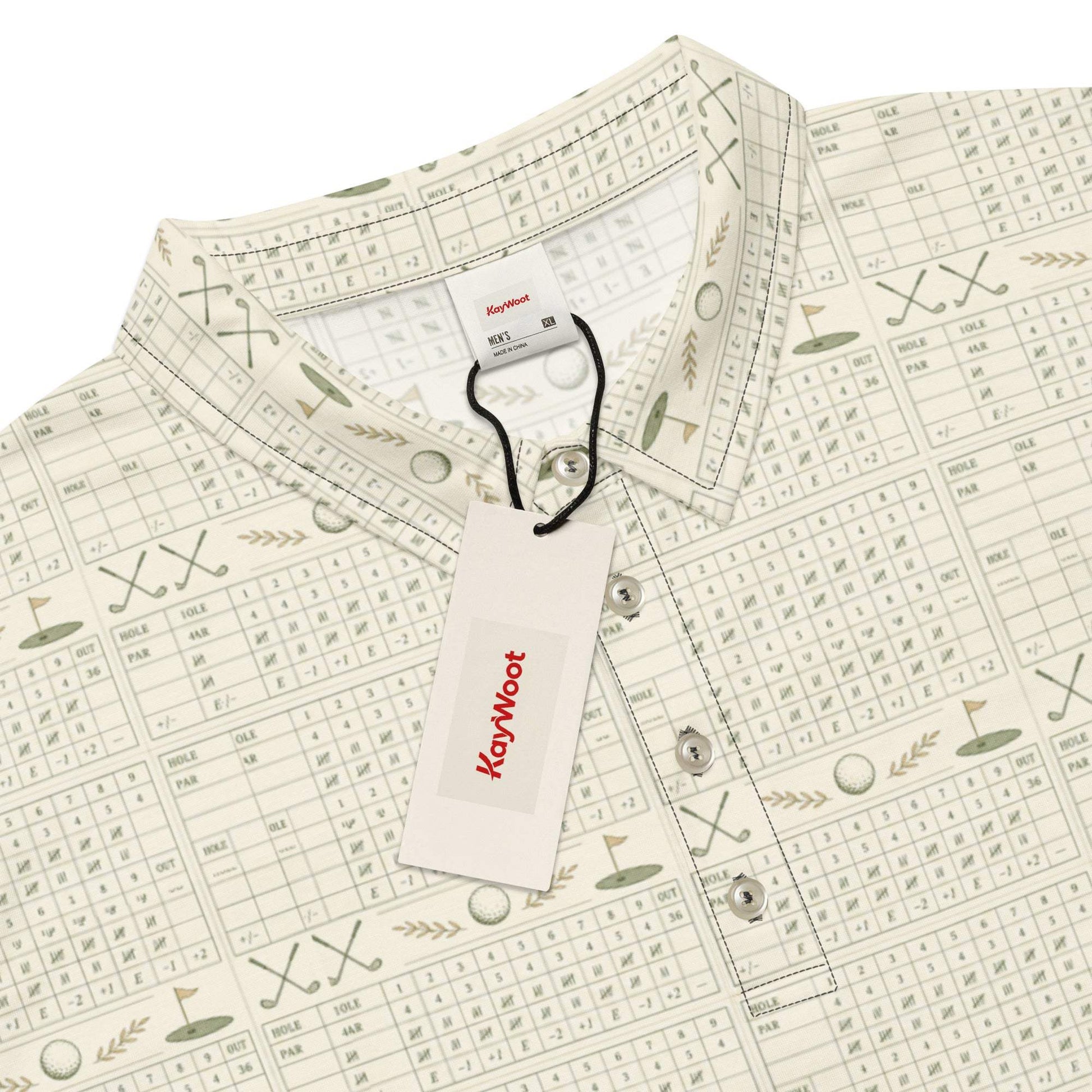 Grid pattern men's slim fit polo for golfers