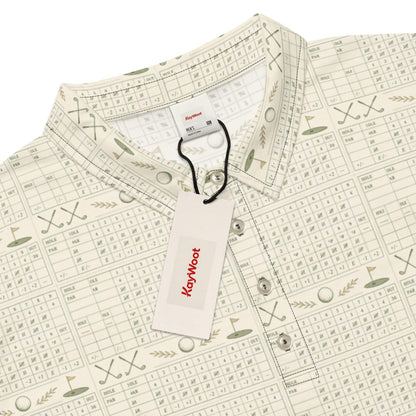 Grid pattern men's slim fit polo for golfers