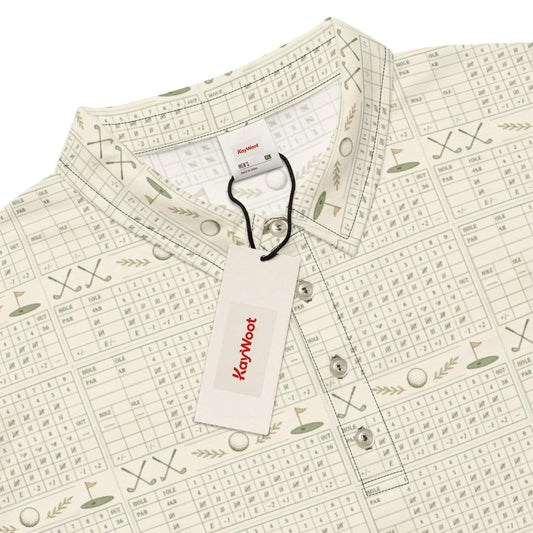 Grid pattern men's slim fit polo for golfers