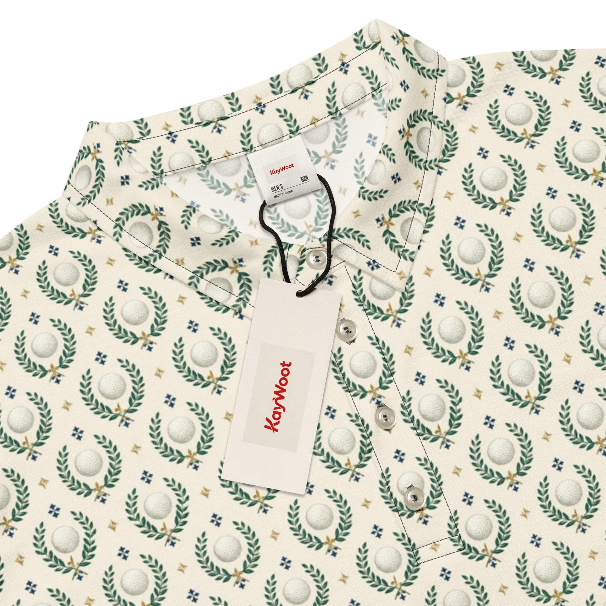 Golf ball and laurel wreath men's slim fit polo for golfers