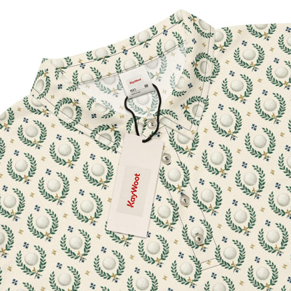 Golf ball and laurel wreath men's slim fit polo for golfers