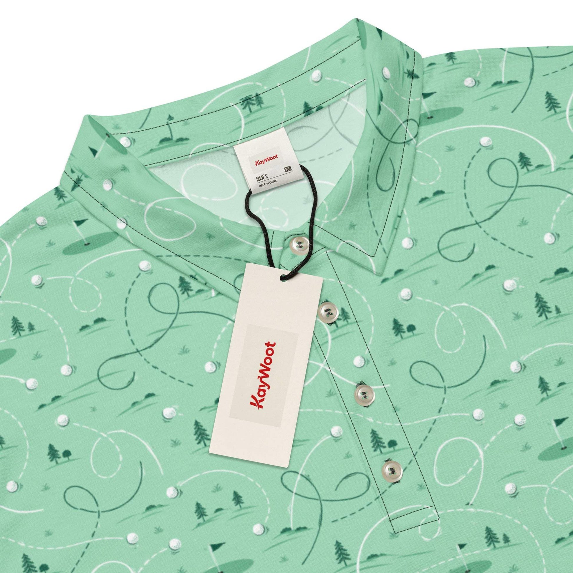 Funny golf polo for men with sliced-ball trajectory lines