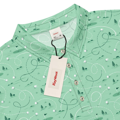 Funny golf polo for men with sliced-ball trajectory lines