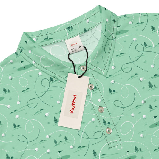 Funny golf polo for men with sliced-ball trajectory lines