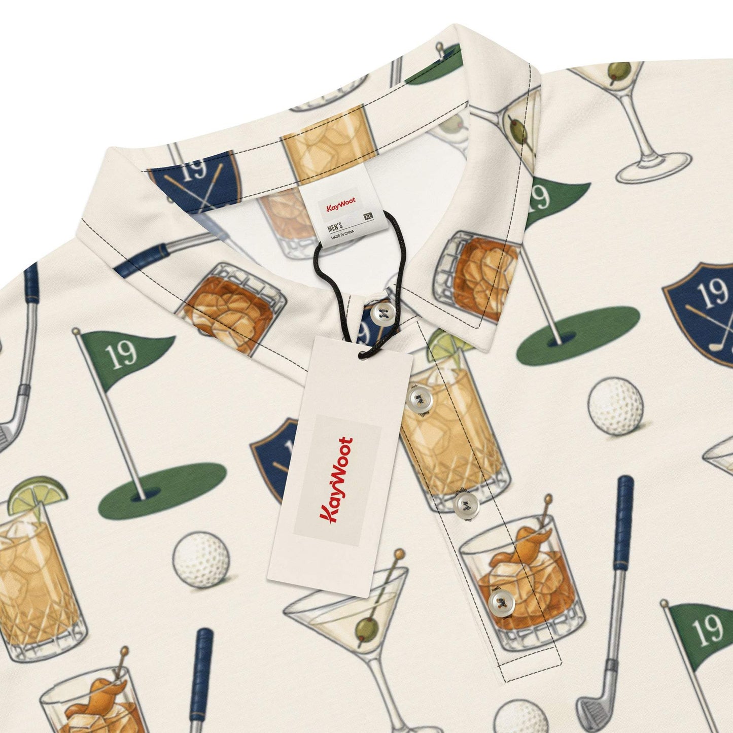 19th hole cocktail icons men's slim fit polo for golfers