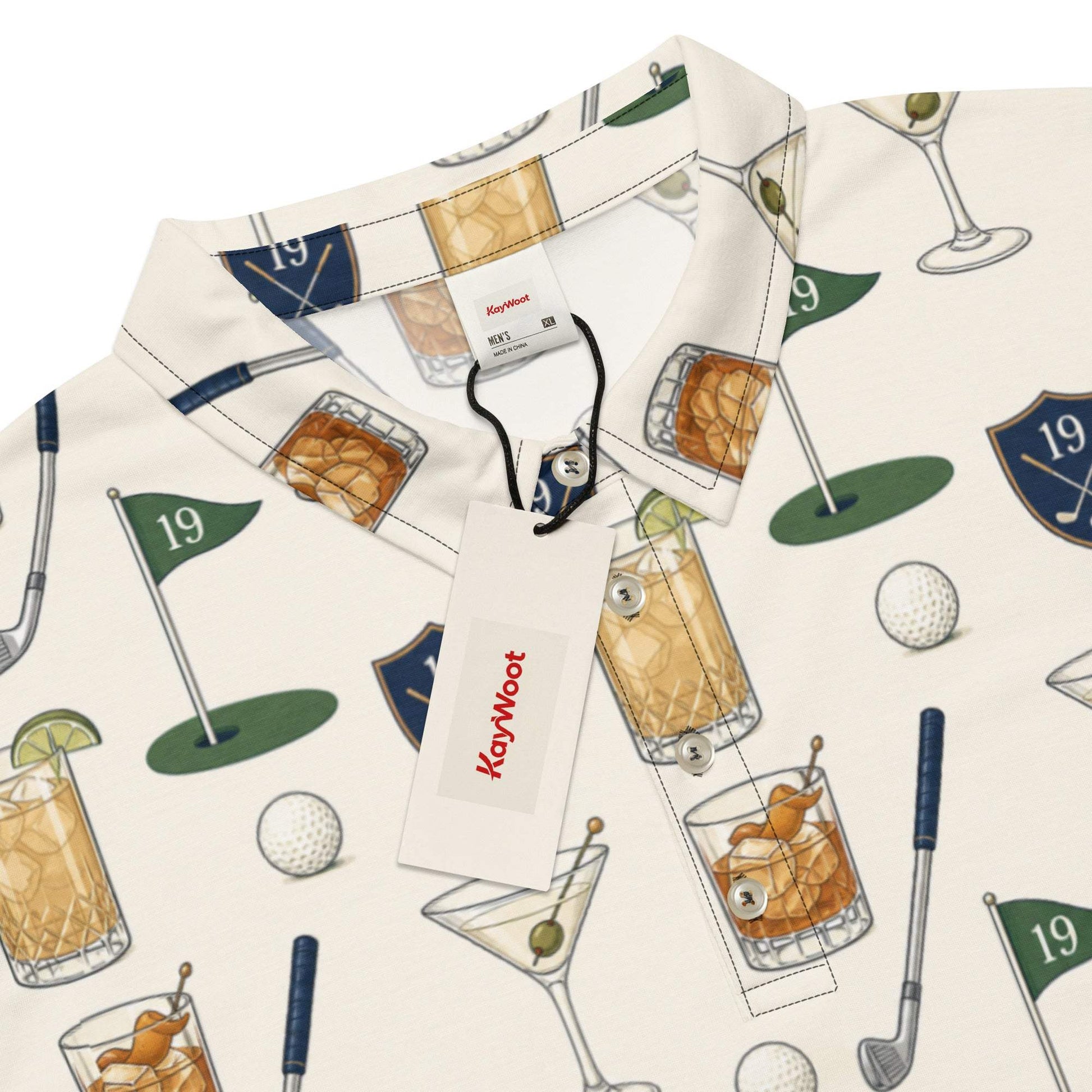 19th hole cocktail icons men's slim fit polo for golfers