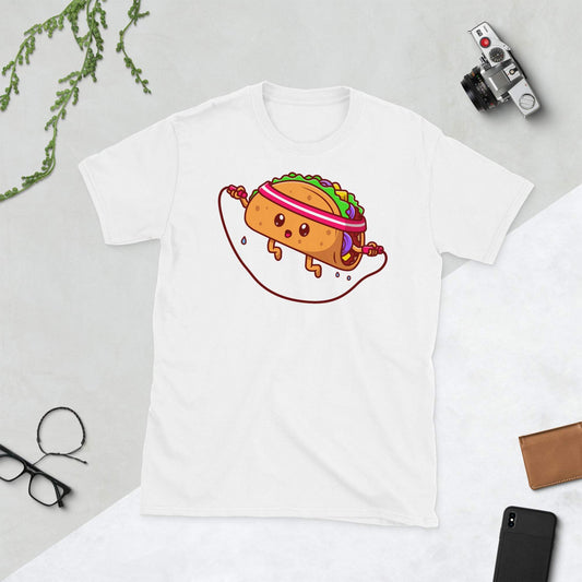 Taco Lover Workout Shirt - Funny graphic tee with a cute taco jumping rope. Sizes S-3X