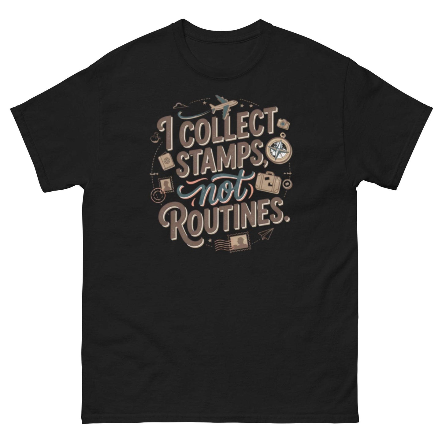 Wanderlust Stamp Collector Shirt - Retro Travel Stamp Design Unisex Tee