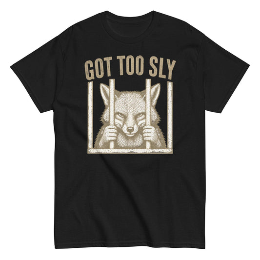 Clever fox behind bars on GOT TOO SLY unisex tee